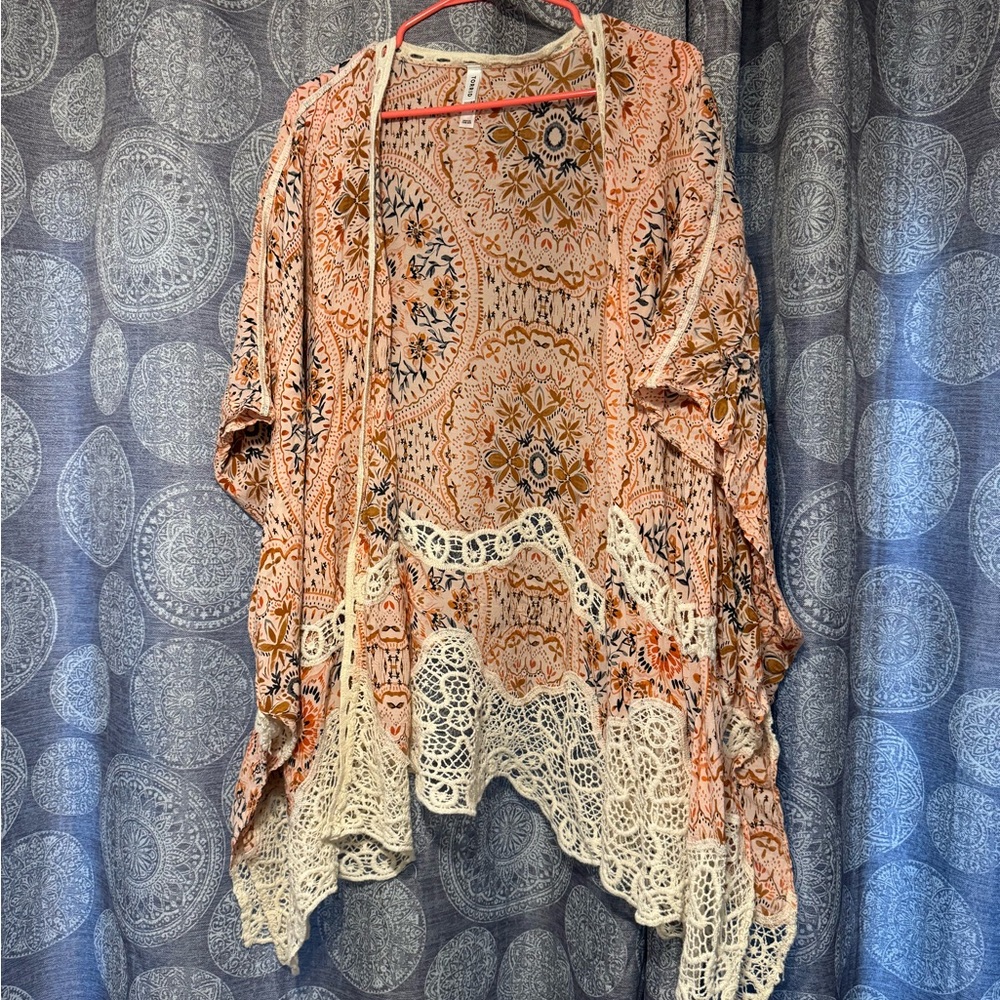 Bohemian Kimono with Lace Trim